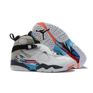 Air Jordan 8 Grey White Blue Shoes