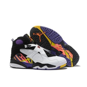 Air Jordan 8 White Black Purple Shoes
