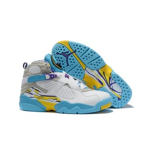 Air Jordan 8 White Blue Yellow Shoes