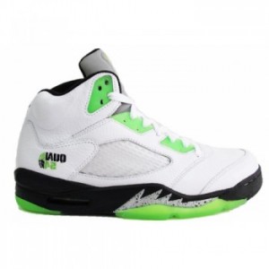 Air jordan 5 (V) Retro Quai 54 White Black Metallic Silver Radiant Green A05011