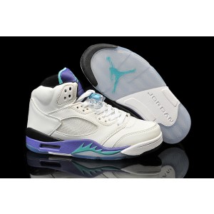 Air jordan 5 Retro Grape White New Emerald-Grape Ice-Black (Women Men Gs Girls)
