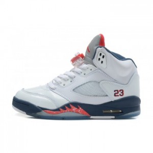 Air jordan Retro 5 Sneakers In White Varstiy Red Mid Navy (Women Men Gs Girls)