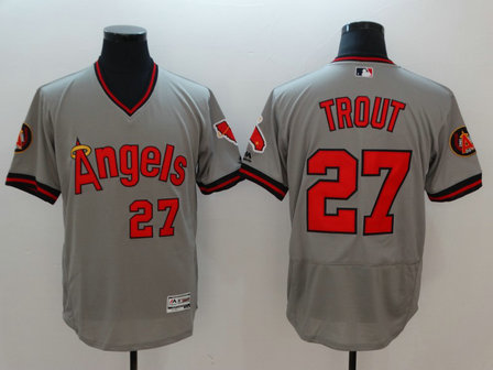 Angels 27 Mike Trout Gray 1977 Turn Back The Clock Flexbase Jersey Angels 27 Mike Trout Gray 1977 Turn Back The Clock Flexbase Jersey