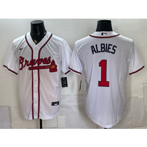 Atlanta Braves 1 Albies White Men Jersey
