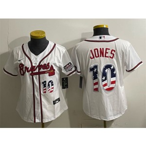 Atlanta Braves 10 Chipper Jones White USA 250 Fourth of July Women Jersey Atlanta Braves 10 Chipper Jones White USA 250 Fourth of July Women Jersey
