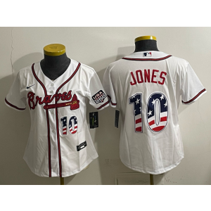 Atlanta Braves 10 Jones White USA 250 Fourth of July Cool Base Youth Jersey