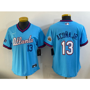 Atlanta Braves 13 Acuna Jr Powder 2026 City Connect Cool Base Women Jersey Atlanta Braves 13 Acuna Jr Powder 2026 City Connect Cool Base Women Jersey