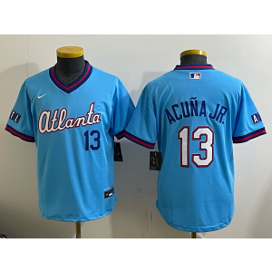 Atlanta Braves 13 Ronald Acuna Jr. Powder 2026 City Connect Cool Base Youth Jersey Atlanta Braves 13 Ronald Acuna Jr. Powder 2026 City Connect Cool Base Youth Jersey