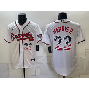 Atlanta Braves 23 Harris II White USA 250 Fourth of July Men Jersey