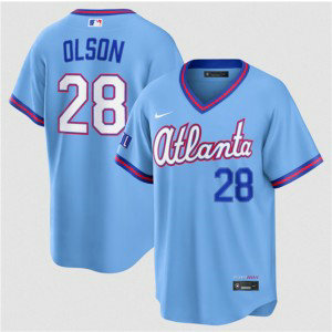 Atlanta Braves 28 Matt Olson Powder Blue 2026 City Connect Cool Base Men Jersey