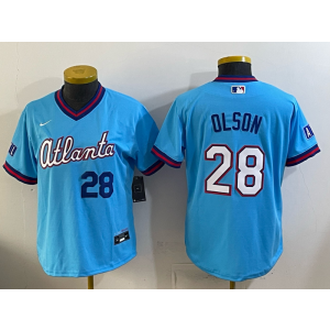 Atlanta Braves 28 OLSON Blue 2026 City Connect Cool Base Youth Jersey Atlanta Braves 28 OLSON Blue 2026 City Connect Cool Base Youth Jersey