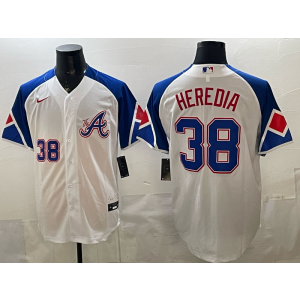Atlanta Braves 38 Heredia White Blue Cool Base Men Jersey Atlanta Braves 38 Heredia White Blue Cool Base Men Jersey