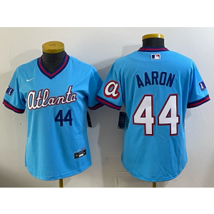 Atlanta Braves 44 Aaron Blue 2026 City Connect Cool Base Youth Jersey Atlanta Braves 44 Aaron Blue 2026 City Connect Cool Base Youth Jersey