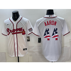 Atlanta Braves 44 Aaron White USA 250 Fourth of July Men Jersey
