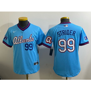 Atlanta Braves 99 Strider Blue 2026 City Connect Cool Base Youth Jersey Atlanta Braves 99 Strider Blue 2026 City Connect Cool Base Youth Jersey