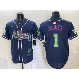 Atlanta Braves x Atliens 1 Albies Navy Men Jersey