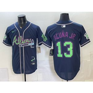 Atlanta Braves x Atliens 13 Acuna Jr Navy Men Jersey