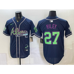 Atlanta Braves x Atliens 27 Riley Navy Men Jersey