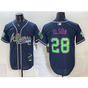 Atlanta Braves x Atliens 28 Olson Navy Men Jersey