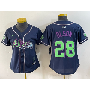 Atlanta Braves x Atliens 28 Olson Navy Women Jersey Atlanta Braves x Atliens 28 Olson Navy Women Jersey