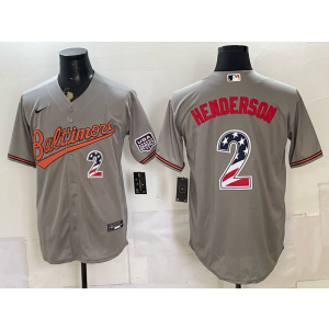 Baltimore Orioles 2 Henderson Grey USA 250 Fourth of July Men Jersey Baltimore Orioles 2 Henderson Grey USA 250 Fourth of July Men Jersey
