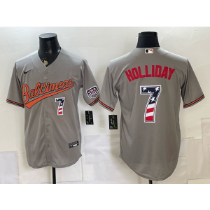Baltimore Orioles 7 Holliday Grey USA 250 Fourth of July Men Jersey Baltimore Orioles 7 Holliday Grey USA 250 Fourth of July Men Jersey