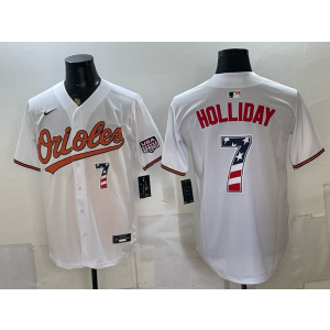 Baltimore Orioles 7 Holliday White USA 250 Fourth of July Men Jersey Baltimore Orioles 7 Holliday White USA 250 Fourth of July Men Jersey