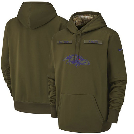 Baltimore-Ravens-Nike-Salute-To-Service-Sideline-Therma-Performance-Olive-Pullover-Hoodie