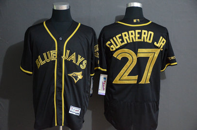 Blue Jays 27 Vladimir Guerrero Jr. Black Gold Flexbase Jersey