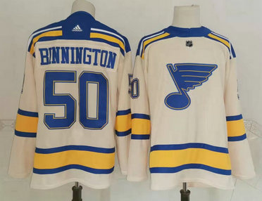 Blues 50 Jordan Binnington Cream 2022 Winter Classic Adidas Jersey Blues 50 Jordan Binnington Cream 2022 Winter Classic Adidas Jersey