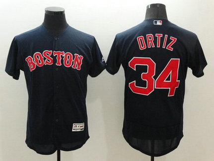 Boston Red Sox #34 David Ortiz Navy Blue 2016 Flexbase Majestic Baseball Jersey