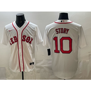 Boston Red Sox 10 Story White Cool Base Men Jersey