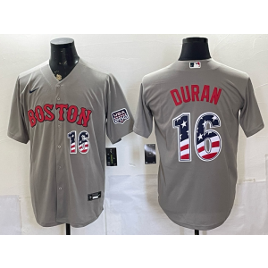 Boston Red Sox 16 Duran Grey USA 250 Fourth of July Men Jersey