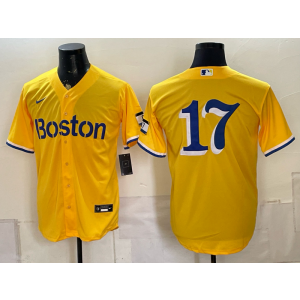 Boston Red Sox 17 Gold Men Jersey