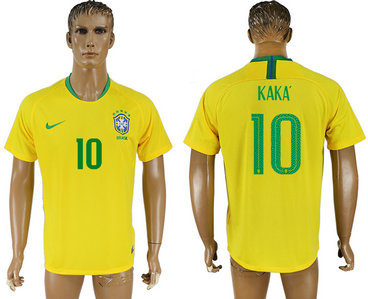 Brazil 10 KAKA Home 2018 FIFA World Cup Thailand Soccer Jersey Brazil 10 KAKA Home 2018 FIFA World Cup Thailand Soccer Jersey