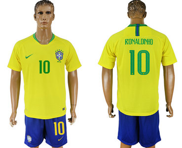 Brazil 10 RONALDINHO Home 2018 FIFA World Cup Soccer Jersey Brazil 10 RONALDINHO Home 2018 FIFA World Cup Soccer Jersey