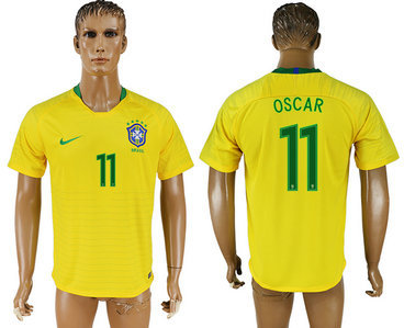 Brazil 11 OSCAR Home 2018 FIFA World Cup Thailand Soccer Jersey Brazil 11 OSCAR Home 2018 FIFA World Cup Thailand Soccer Jersey
