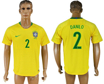 Brazil 2 DANILO Home 2018 FIFA World Cup Thailand Soccer Jersey Brazil 2 DANILO Home 2018 FIFA World Cup Thailand Soccer Jersey