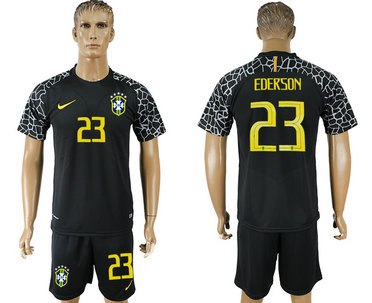 Brazil 23 EDERSON Black Goalkeeper 2018 FIFA World Cup Soccer Jersey Brazil 23 EDERSON Black Goalkeeper 2018 FIFA World Cup Soccer Jersey