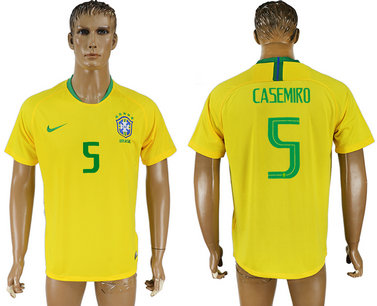 Brazil 5 CASEMIRO Home 2018 FIFA World Cup Thailand Soccer Jersey Brazil 5 CASEMIRO Home 2018 FIFA World Cup Thailand Soccer Jersey