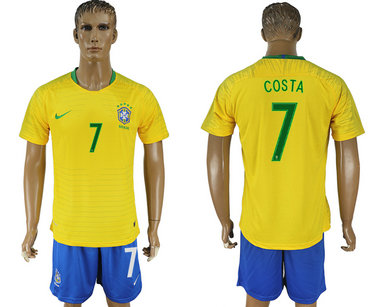 Brazil 7 COSTA Home 2018 FIFA World Cup Soccer Jersey