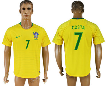 Brazil 7 COSTA Home 2018 FIFA World Cup Thailand Soccer Jersey Brazil 7 COSTA Home 2018 FIFA World Cup Thailand Soccer Jersey