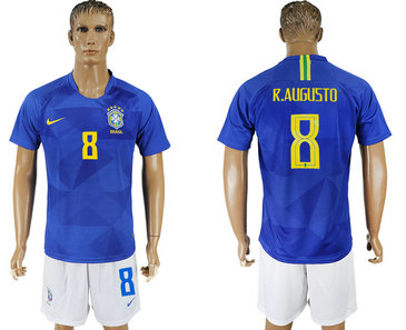 Brazil 8 R. AUGUSTO Away 2018 FIFA World Cup Soccer Jersey Brazil 8 R. AUGUSTO Away 2018 FIFA World Cup Soccer Jersey