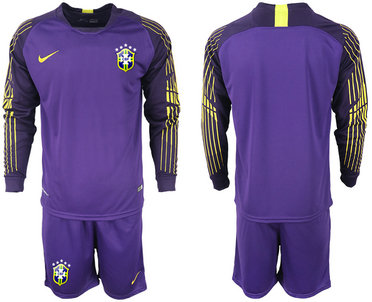 Brazil Purple Long Sleeve Goalkeeper Soccer Jersey