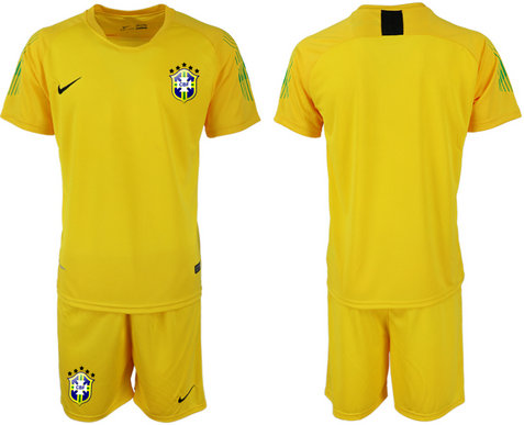 Brazil Yellow 2018 FIFA World Cup Goalkeeper Soccer Jersey Brazil Yellow 2018 FIFA World Cup Goalkeeper Soccer Jersey