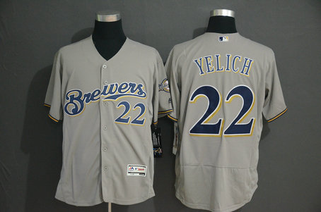 Brewers 22 Christian Yelich Gray Flexbase Jersey