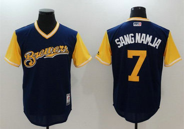 Brewers 7 Eric Thames Sang Namja Majestic Navy 2017 Players Weekend Nickname Jersey