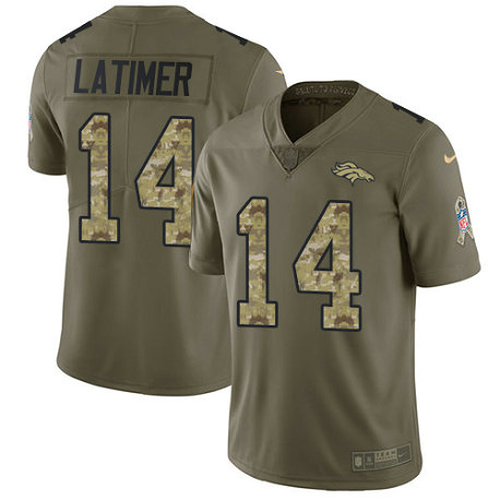 Broncos #14 Cody Latimer Olive-Camo Men's Stitched Football Limited 2017 Salute To Service Jersey