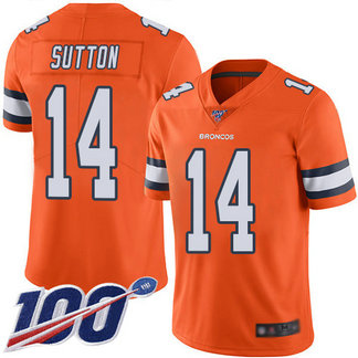Broncos #14 Courtland Sutton Orange Men's Stitched Football Limited Rush 100th Season Jersey