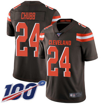 Browns #24 Nick Chubb Brown Team Color Men's Stitched Football 100th Season Vapor Limited Jersey Browns #24 Nick Chubb Brown Team Color Men's Stitched Football 100th Season Vapor Limited Jersey